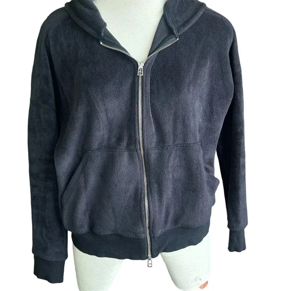ATM Collection Thomas Melillo Black Velour Fleece Full Zip Jacket Size Medium